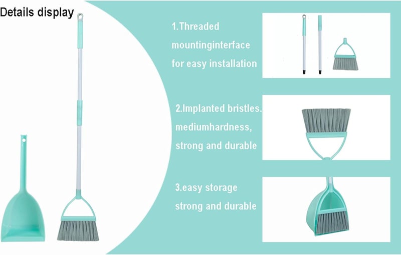 Xifando Mini Broom with Dustpan for Kids,Little Housekeeping Helper Set (Light Blue) - Image 5